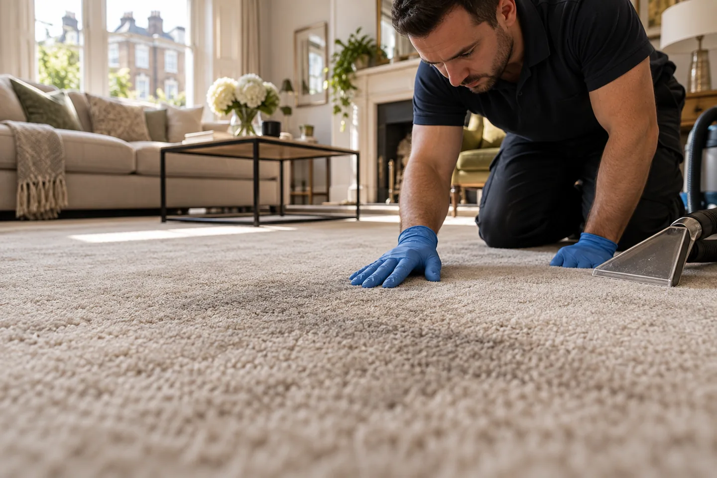 Assessment of a carpet fibre and high-traffic area