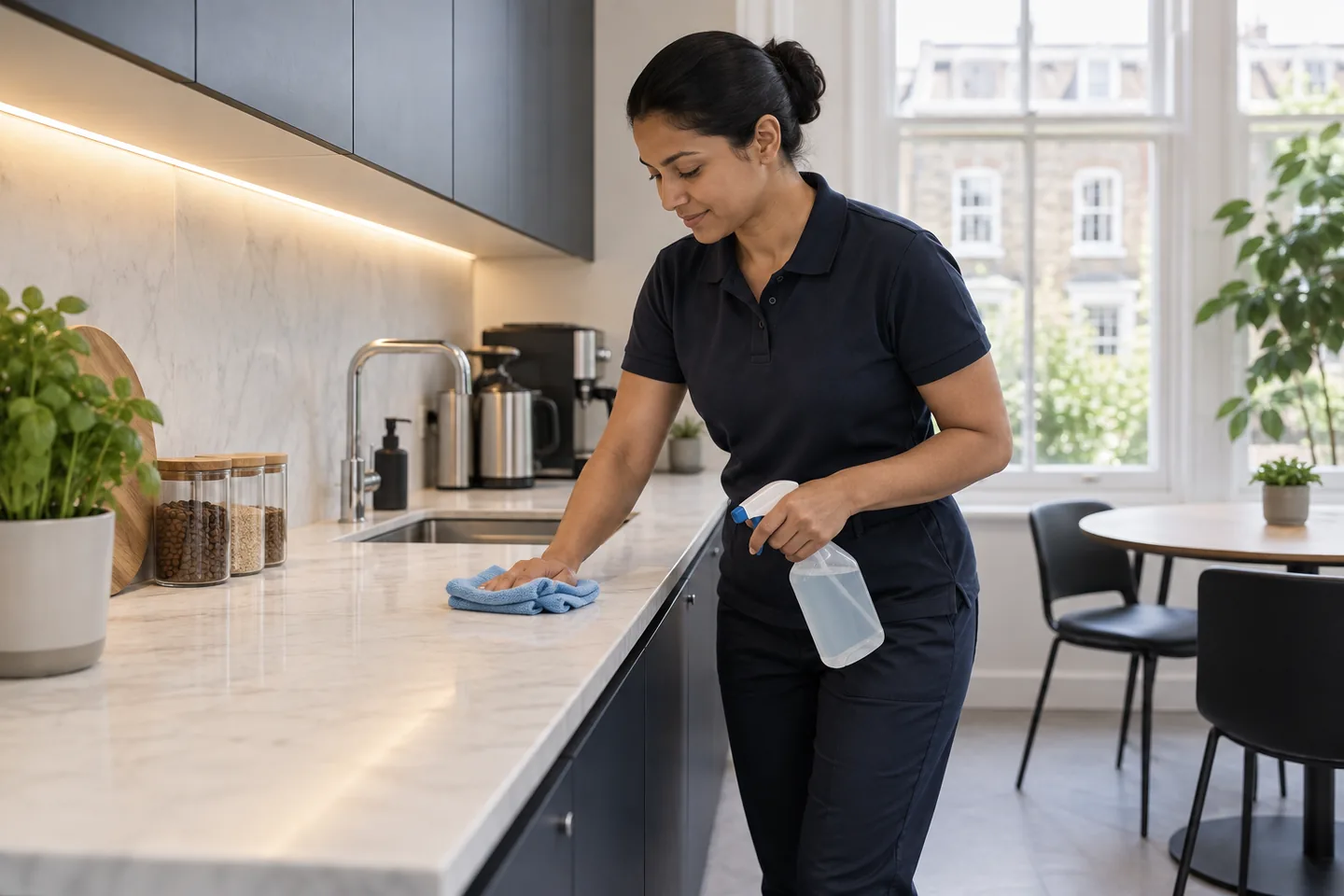Attention to a workplace kitchen and surfaces
